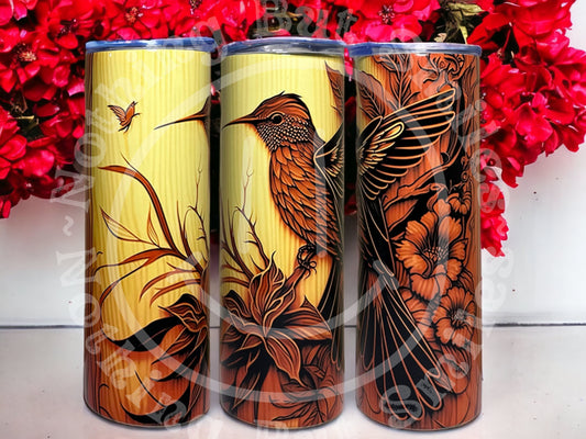 Bird Wood Carving Tumbler