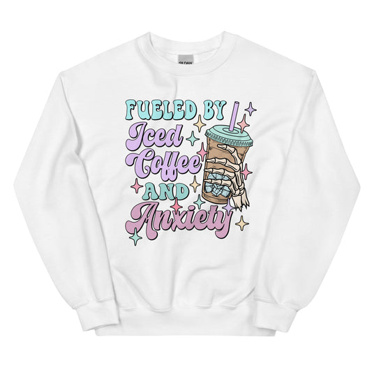 Fueled by Iced Coffee and Anxiety Crewneck Sweatshirt